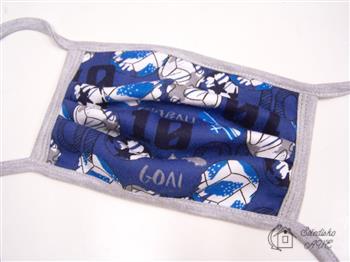 Textilní skládaná rouška 2-vrstvá s kapsou, úplet fotbal