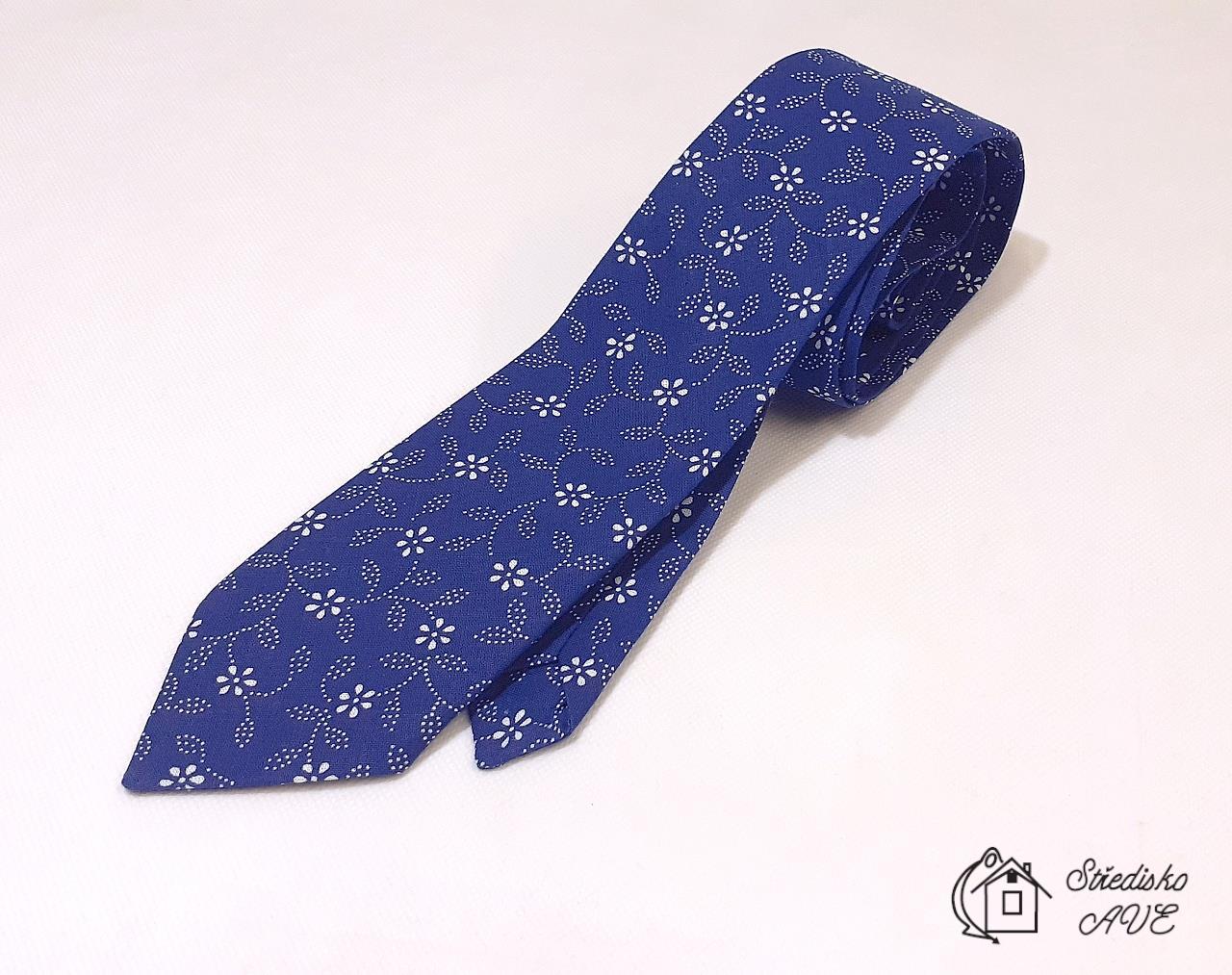 Pánská kravata v dárkové krabičce - vzor modrotisk typ A