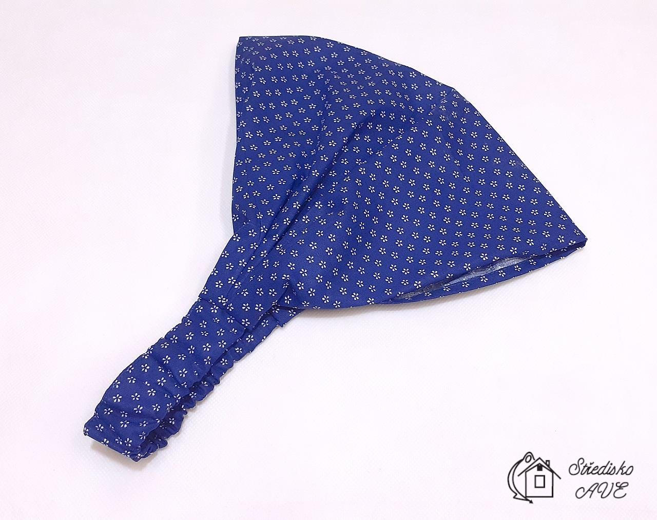 Dámská čelenka, šátek - vzor modrotisk typ minikytičky