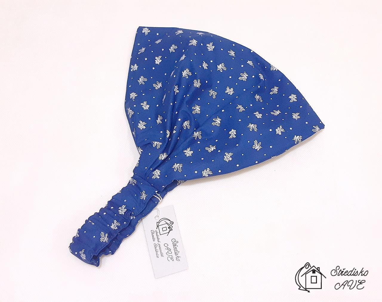 Dámská čelenka, šátek - vzor modrotisk typ větvičky