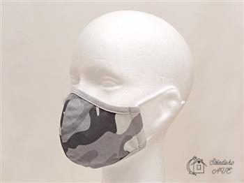 ANTIVIROTICKÁ ROUŠKA tvarovaná švem, 2-vrstvá - maskáč šedý